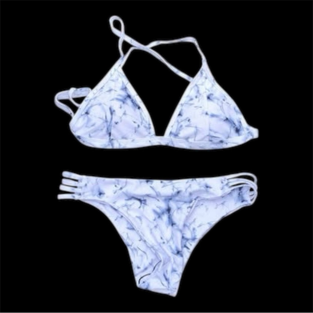 Women's Size Large Unbranded Marbled 2 Piece Bikini Bathing Suit NWOT